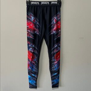 Women’s Raven Black and Red Graphic Leggings/Spats